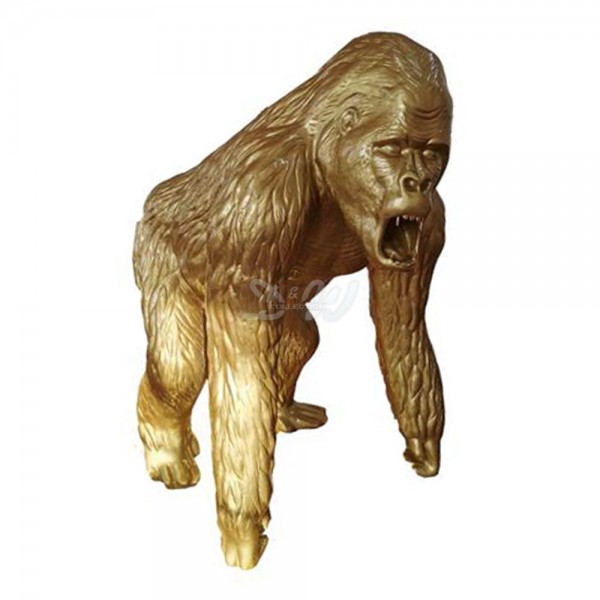 D&W Collection Deko Werbe Figur Gorilla Affe stehend brüllend gold golden Lack einfarbig lackiert stehend Zoo Tierpark Garten Dekoration Werbung günstig online kaufen