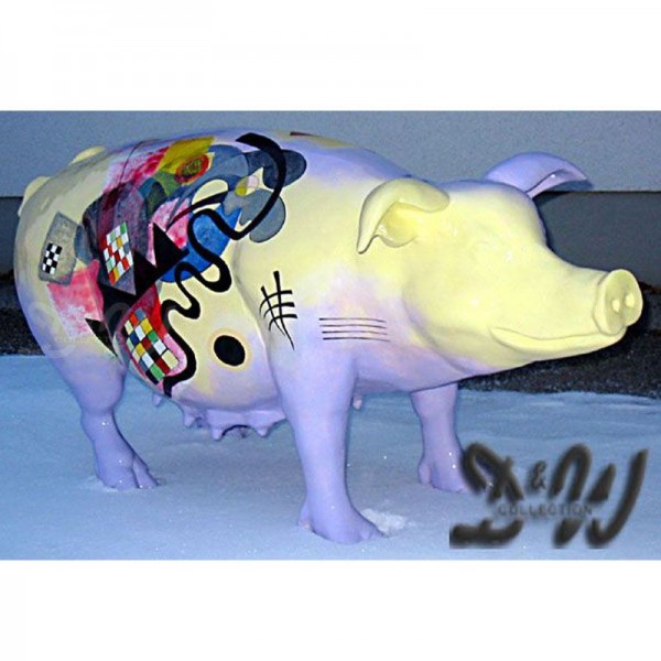D&W Collection Deko Werbe Tier Figur Schwein mit Kunstbemalung Moda Formen Muster bunt lebensgroß 140 cm Pig Sau Pork Werbung Garten Dekoration Bauernhof Zoo Tierpark günstig online kaufen