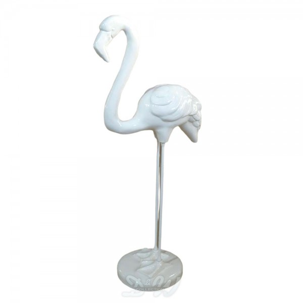 D&W Collection Deko Werbe Tier Figur Vogel Flamingo mit Metallbeinen weiß Lack 117 cm lebensgroß Zoo Park Tierpark Freizeitpark Garten Dekoration Werbung Skulptur günstig online kaufen
