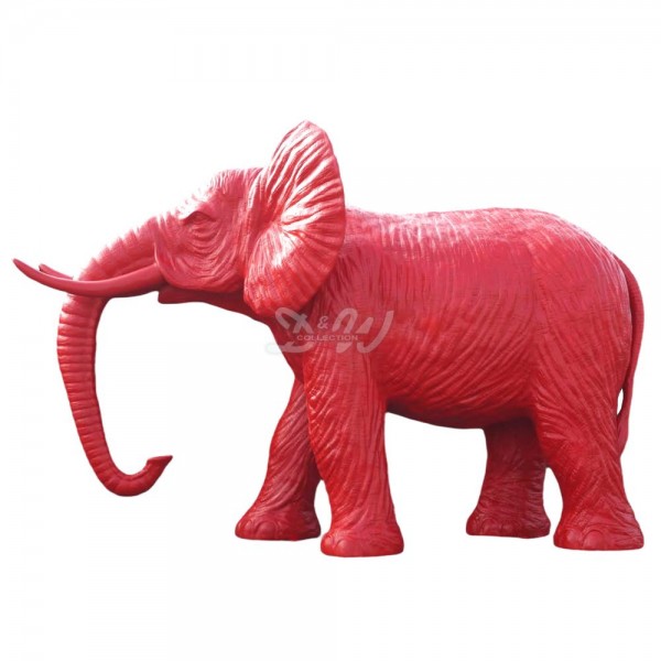 D&W Collection Deko Werbe Tier Figur Elefant stehend lebensgroß Rüssel unten mit Stoßzähnen rot red lackiert Afrika Asien Dekoration Garten Werbung günstig online kaufen