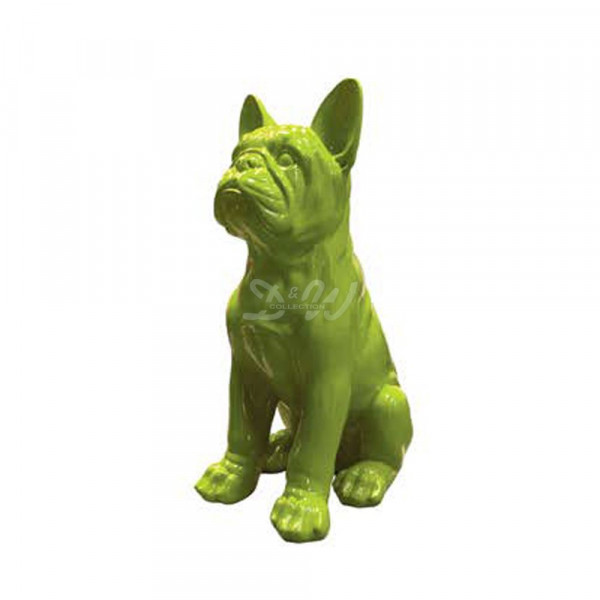 D&W Collection Deko Werbe Figur Hund französische Bulldogge sitzend einfarbig grün Lack uni lackiert Kunst Dog Garten Dekoration Werbung Kunst günstig kaufen