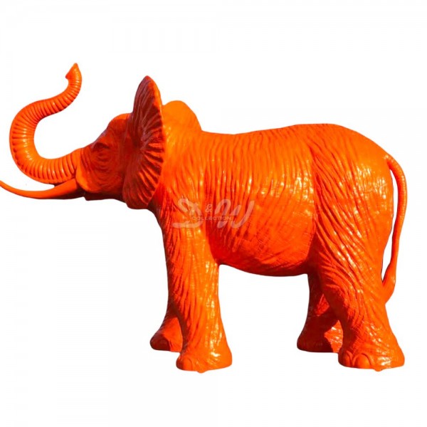 D&W Collection Deko Werbe Tier Figur Elefant stehend lebensgroß Rüssel oben mit Stoßzähnen orange lackiert Afrika Asien Dekoration Garten Werbung günstig online kaufen