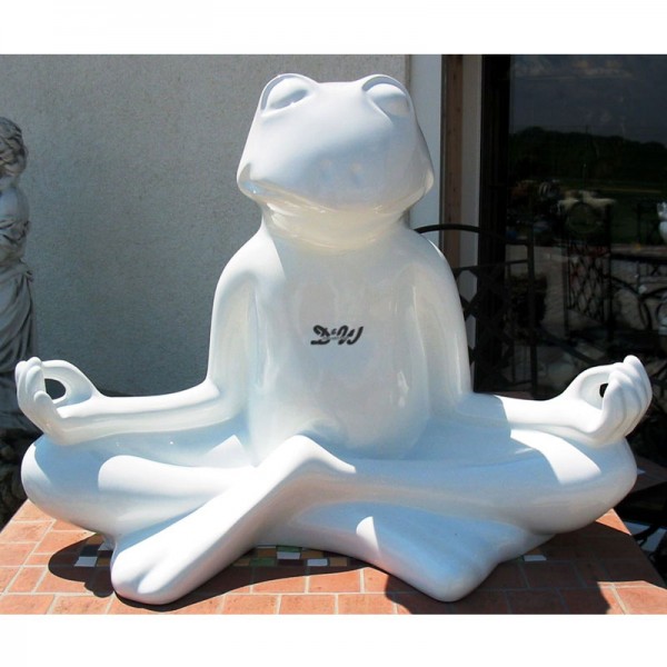 D&W Collection Deko Werbe Tier Figur Yoga Frosch weiß Lack einfarbig lackiert Meditation Feng Shui Garten Dekoration günstig kaufen