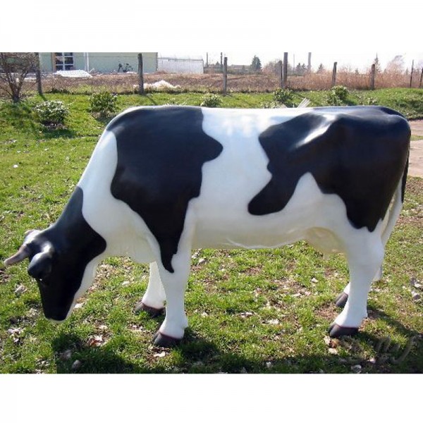 D&W Collection Deko Werbe Tier Figur Kuh Magda grasend Kopf nach unten lebensgroß Flecken schwarz weiß gefleckt glatte Oberfläche Cow Bauernhof Zoo Tierpark Garten Dekoration Werbung günstig online kaufen