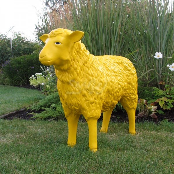 D&W Collection Deko Werbe Tier Figur Schaf gelb lackiert strukturiert Kopf geradeaus einfarbig Lack mit Augen groß 78 cm Sheep Bauernhof Zoo Tierpark Streichelzoo Garten Dekoration Werbung günstig online kaufen