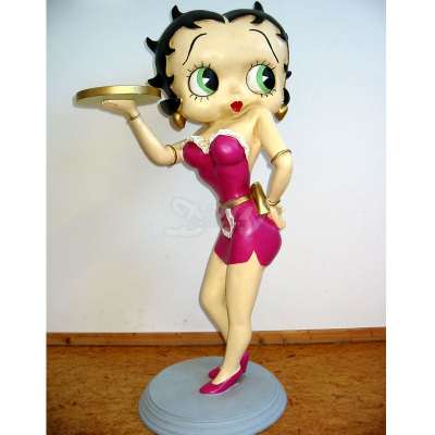 Betty Boop Aufnäher / Aufbügler - Mit Rosa Kleid, Stickerei, Größe 6,4 X 11,4 Cm (#E05205)