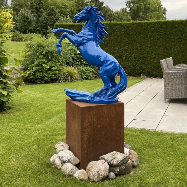 D&W Collection Deko Werbe Tier Figur Pferd steigend blau Lack Horse Dekoration Garten Werbung günstig kaufen