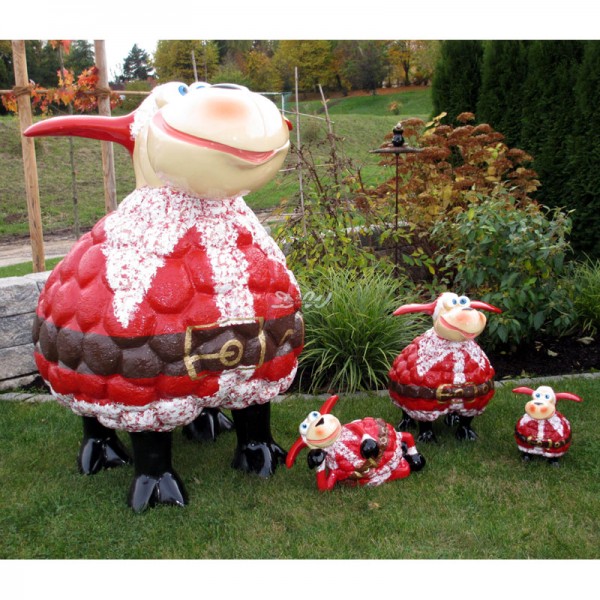 D&W Collection Deko Werbe Figur ORIGINAL Wölkchen Schaf mit Kopf braun Kunstbemalung Weihnachtsmann 4er Set Weihnachten XMAS Christmas Santa Sheep Dekoration Werbung Garten Haus Tiere Bauernhof Skulptur Aufsteller günstig online kaufen