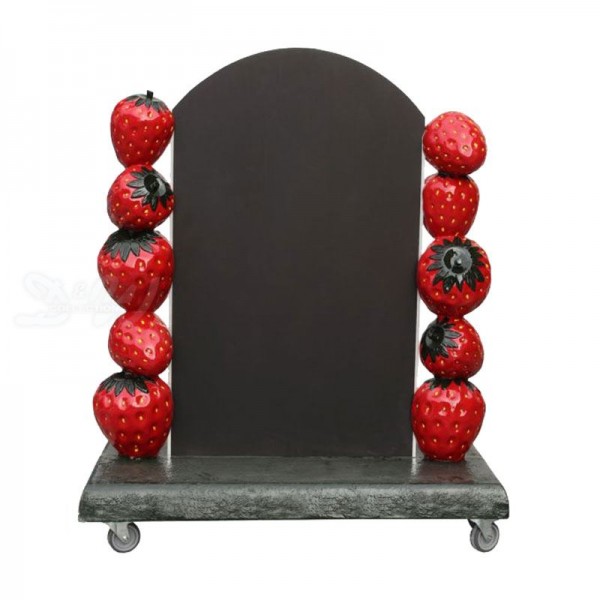 Erdbeeren 96 cm mit Tafel und Rollständer