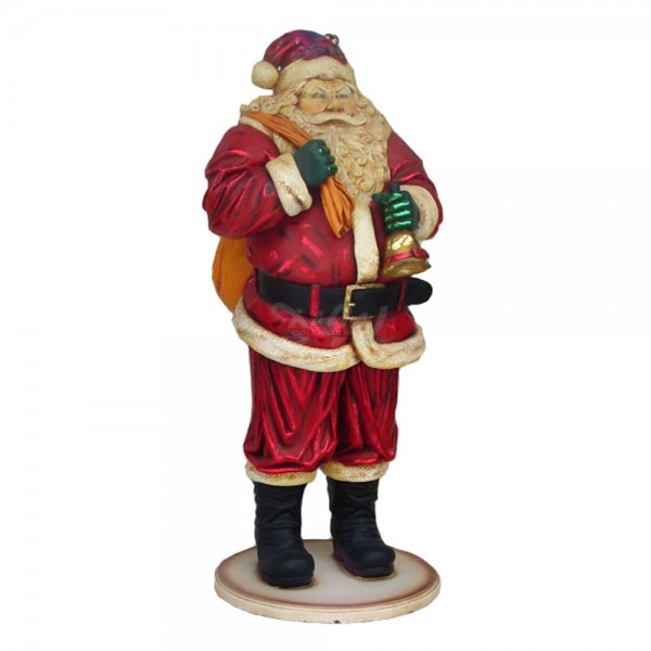 D&W Collection Deko Werbe Figur Weihnachtsmann Nikolaus Santa Claus Clause stehend 134 cm mit Glocke mit Geschenkesack Weihnachten Winter Advent Xmas Christmas Weihnachts Dekoration Garten Werbung günstig online kaufen