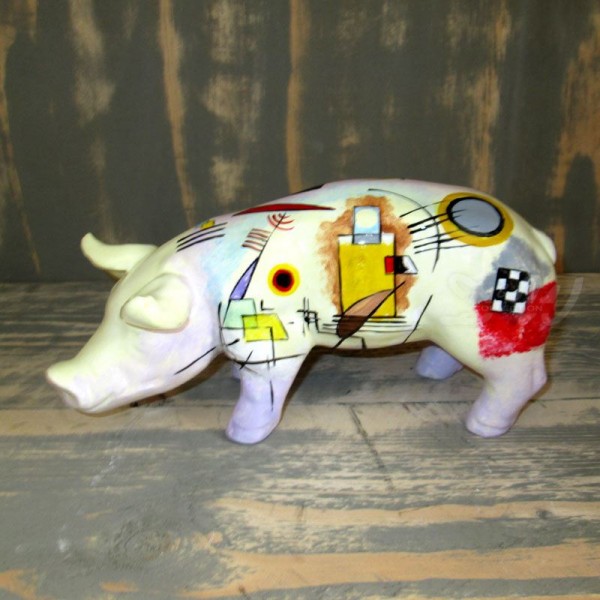 D&W Collection Deko Werbe Tier Figur Schwein mit Kunstbemalung Moda Formen Muster bunt 23 cm Pig Sau Pork Werbung Garten Dekoration Bauernhof Zoo Tierpark günstig online kaufen