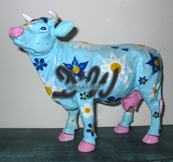 D&W Collection Deko Werbe Tier Figur Kuh Kopf nach oben mit Kunstbemalung Alpen Enzian Kunst Cow Bauernhof Zoo Tierpark Garten Dekoration Werbung Skulptur Aufsteller günstig kaufen